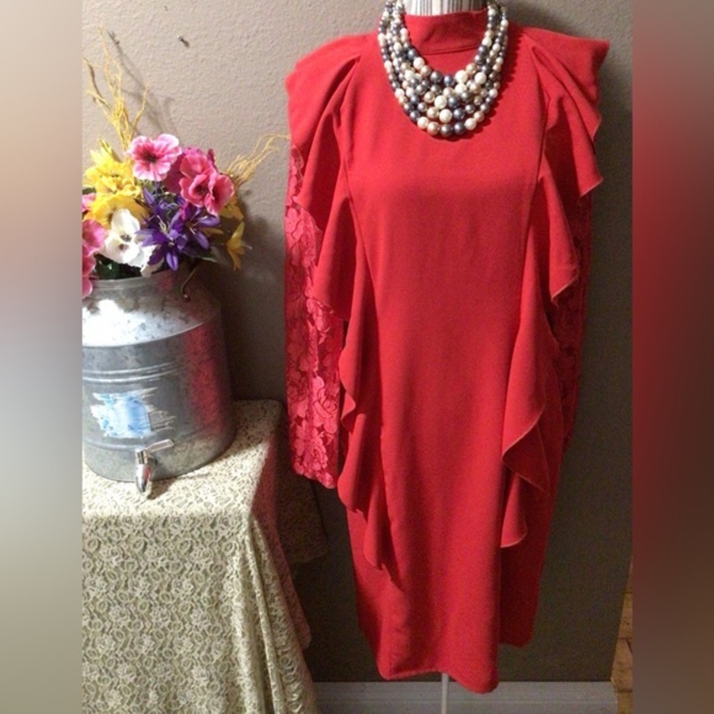 NEWT WILD MEADOW FIRE RED DRESS